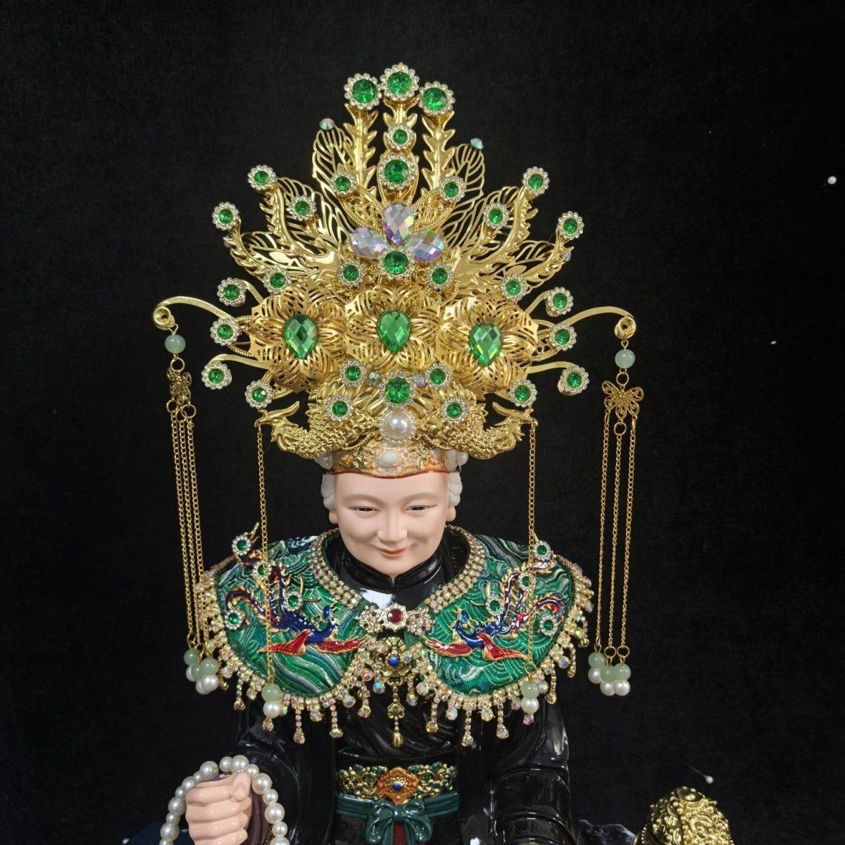 黑妈妈凤冠王母娘娘观音妈妈头饰泰山九尾狐帽子重工精致头冠披肩