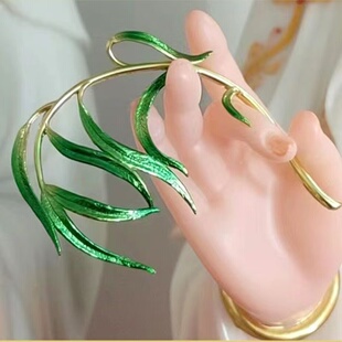 观音菩萨一整套柳枝玉净瓶法器佛像合金摆件观音杨柳枝菩萨配件