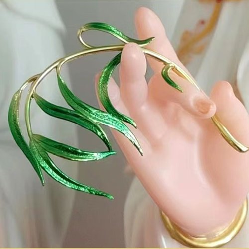 观音菩萨一整套柳枝玉净瓶法器佛像合金摆件观音杨柳枝菩萨配件