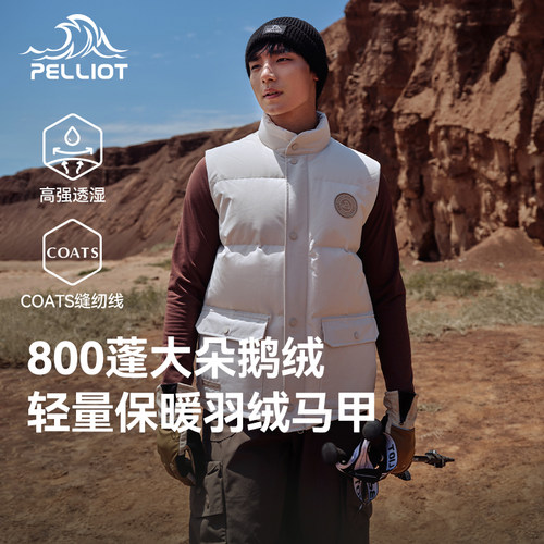 伯希和户外鹅绒羽绒马甲男24新款800蓬保暖防风防泼水立领羽绒服