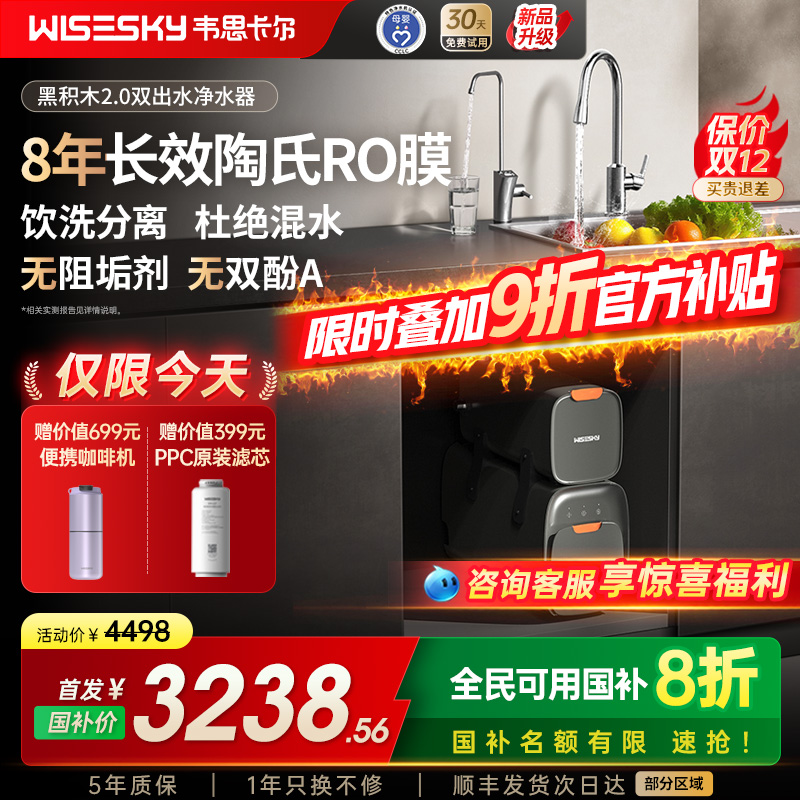 【国补20%】韦思卡尔黑积木2.0净水器双出水净水机分体式直饮家用