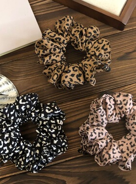 复古豹纹大肠发圈高弹力耐用头绳女生高级感丸子头高马尾发圈饰品