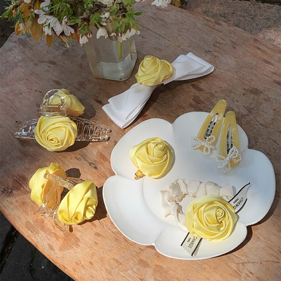 春日黄色系手工玫瑰花朵发夹刘海侧边夹头绳抓夹珍珠发夹发圈组合,饰品/流行首饰/时尚饰品新,发饰,淘宝优惠券,粉丝福利购,淘宝优惠卷