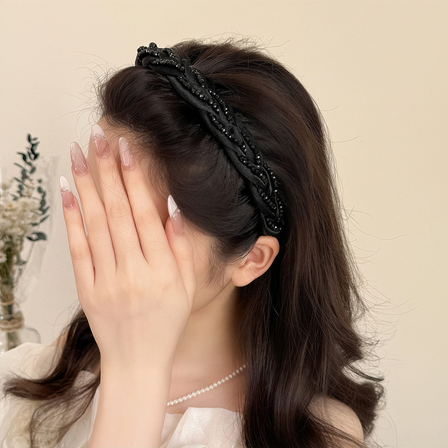 高颅顶防滑波浪带齿发箍女高级感显脸小韩版头箍网纱麻花发卡发窟