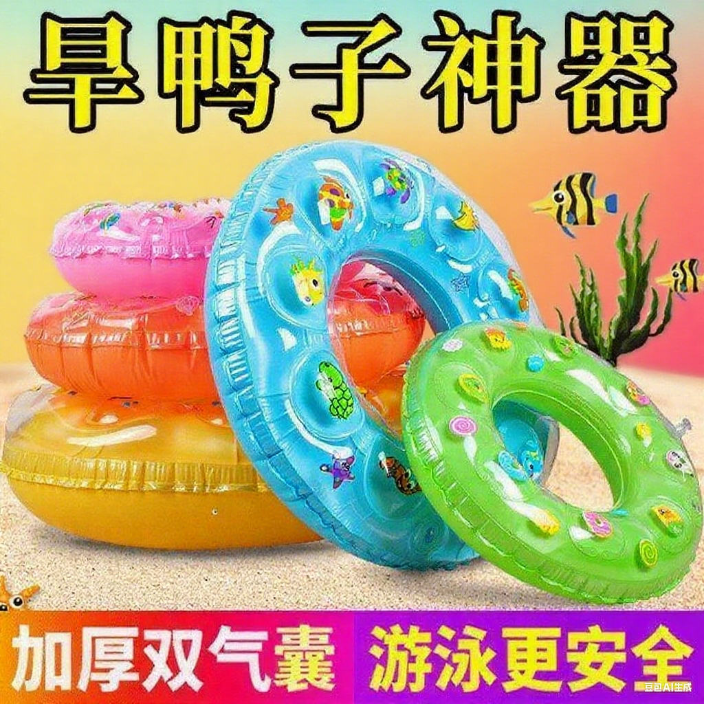 儿童游泳圈成人加厚款救生圈防侧翻男童女童宝宝充气腋下圈气囊