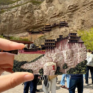山西大同古建悬空寺立体树脂磁吸冰箱贴全球十大奇观摆件伴手礼