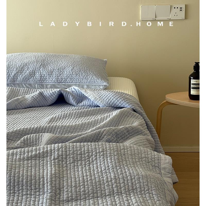 ladybirdhome 婴儿蓝柔软Q弹砂洗莱赛尔天丝莫代尔床盖母婴可水洗