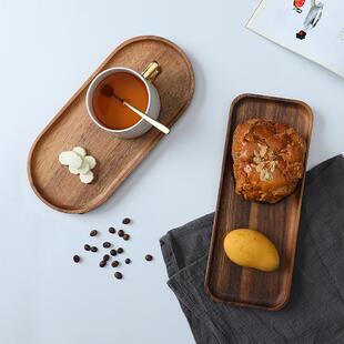 相思木托盘子实木餐具客厅家用木质椭圆茶盘水果甜品点心盘 日式