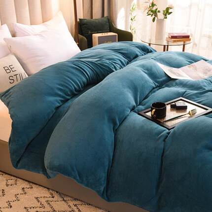 定制加厚牛奶绒珊瑚绒被套248单件2.48纯色绒被罩229x230x240x220