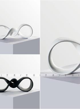 轻奢几何环形摆件白色抽象壁柜现代简约风格装饰品