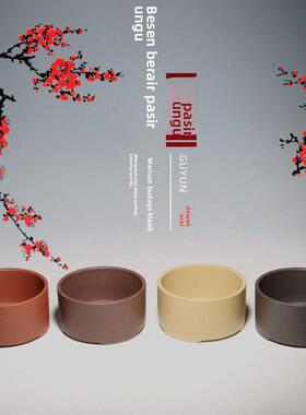 宜兴紫砂中款多肉菖蒲文竹古典手工透气室内桌面圆柱型花盆zh113