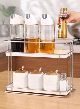 SDR双层调味架 304不锈钢厨房置物架 厨房用品收纳架调料架子层架