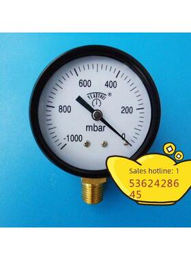 60mm径向- 1000mbar（千巴）~ 0真空负压表，真空压力表，真空表