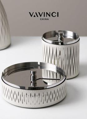 范琦现代无障碍豪华皮革玻璃冷水壶杯集烟灰缸装饰品样板间茶几装