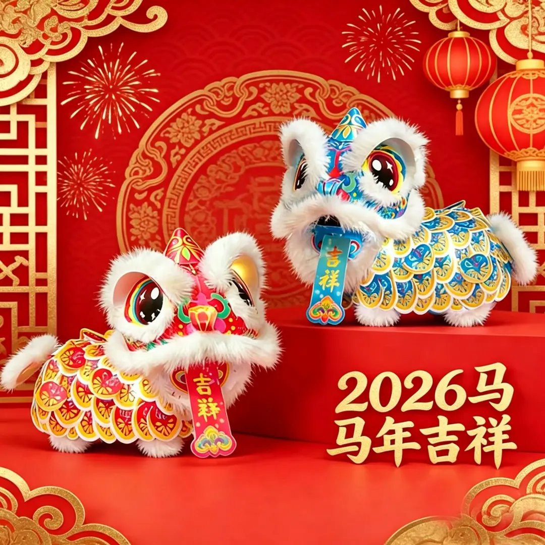 新款2026马年非遗醒狮灯笼手工