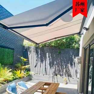 户外伸缩式雨棚电动遮阳棚铝合金手摇收缩折叠棚窗户雨搭庭院棚子