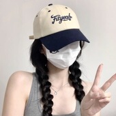 大头围拼色棒球帽子女2025新款 夏季 刺绣情侣百搭运动撞色鸭舌帽女