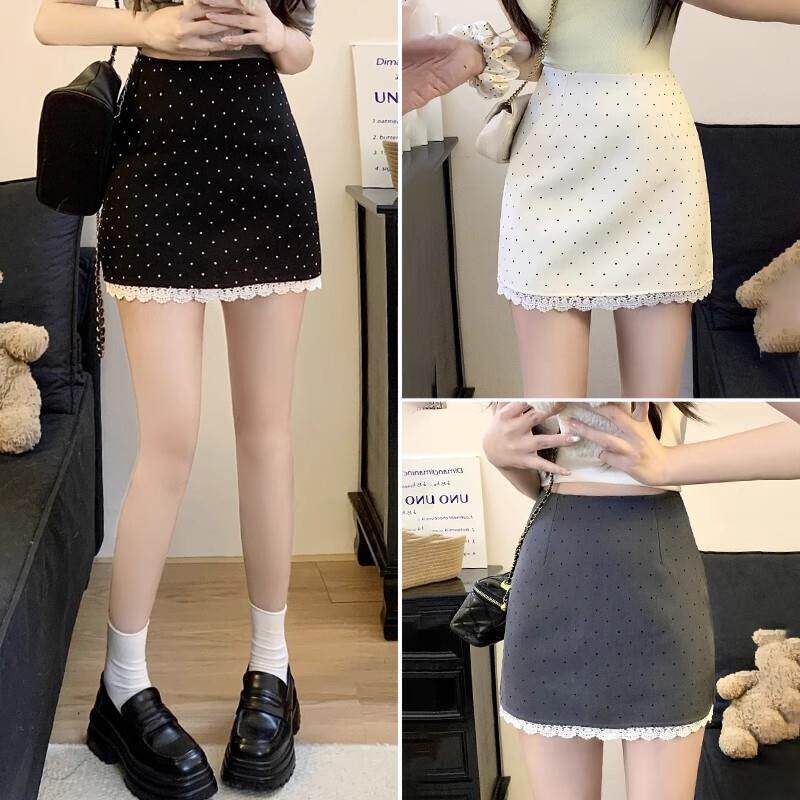 潮A字裙新款半裙2026波点半身裙裙子短裙裤裙女夏西装高腰包臀裙