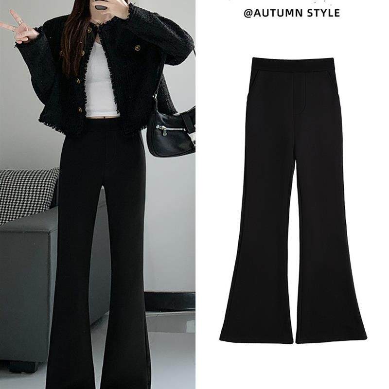 微喇西装裤女春秋2026新款高腰显瘦垂感高级感小个子黑色喇叭裤子