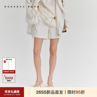 RODERIC WONG2026春季新款都市复古醋酸麻插袋短裤休闲宽松直筒裤