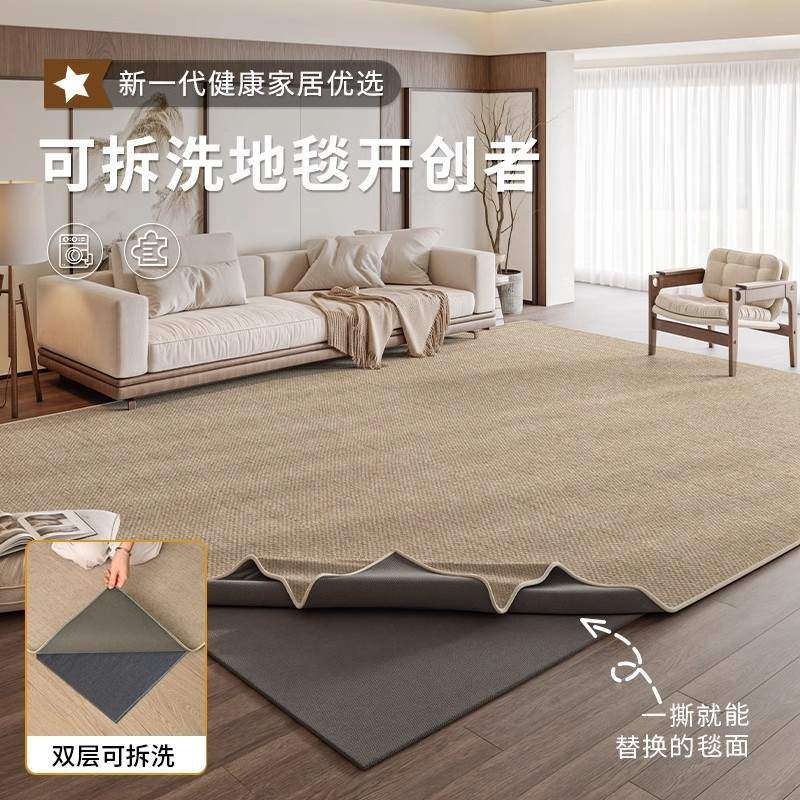 地毯客厅可拆洗双层家用简约纯色沙发茶几毯大面积全铺易打理地垫