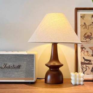 设计师新中式床头布艺禅意台灯卧室复古护眼台灯书房中古氛围灯