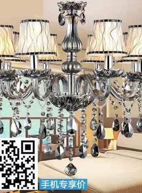 欧式蜡烛水晶客厅吊灯烟灰色餐厅卧室灯具中山灯具一件代发