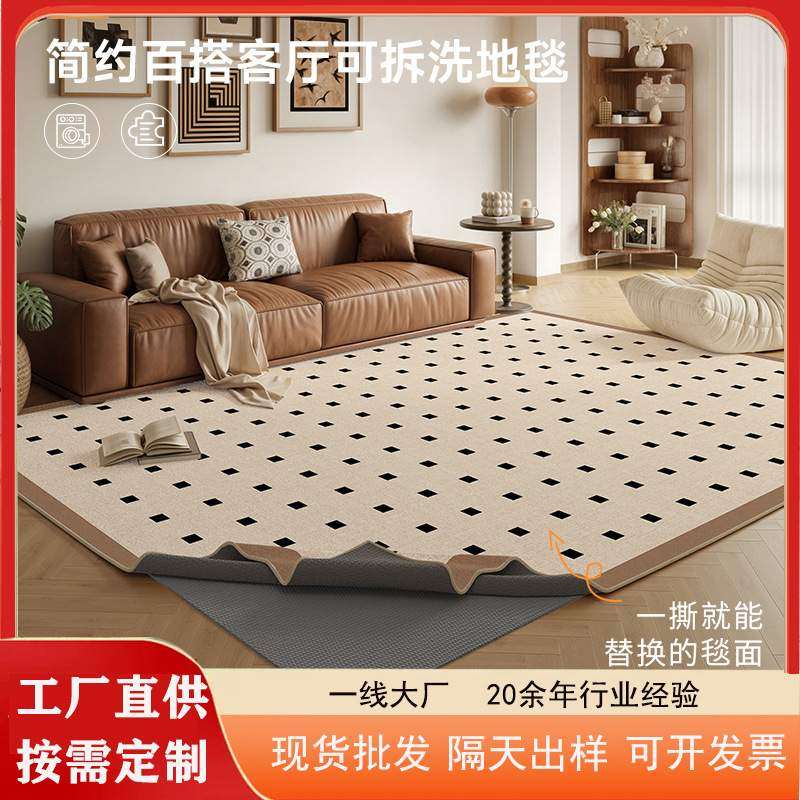 可拆洗地毯客厅雪尼尔新款复古可机洗卧室可擦沙发茶几地垫