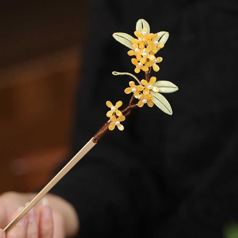 新中式配汉服缠花桂花簪子发饰