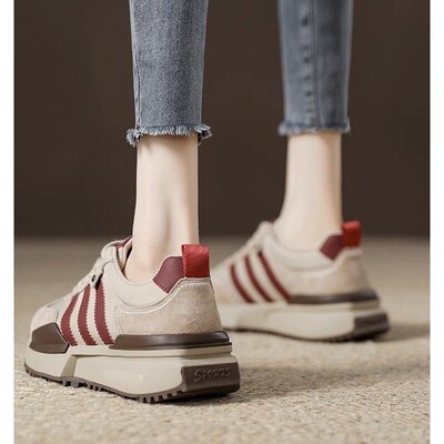 香港真皮Forrest Gump鞋女式厚底老爸鞋2024春秋季新款覆古百搭露