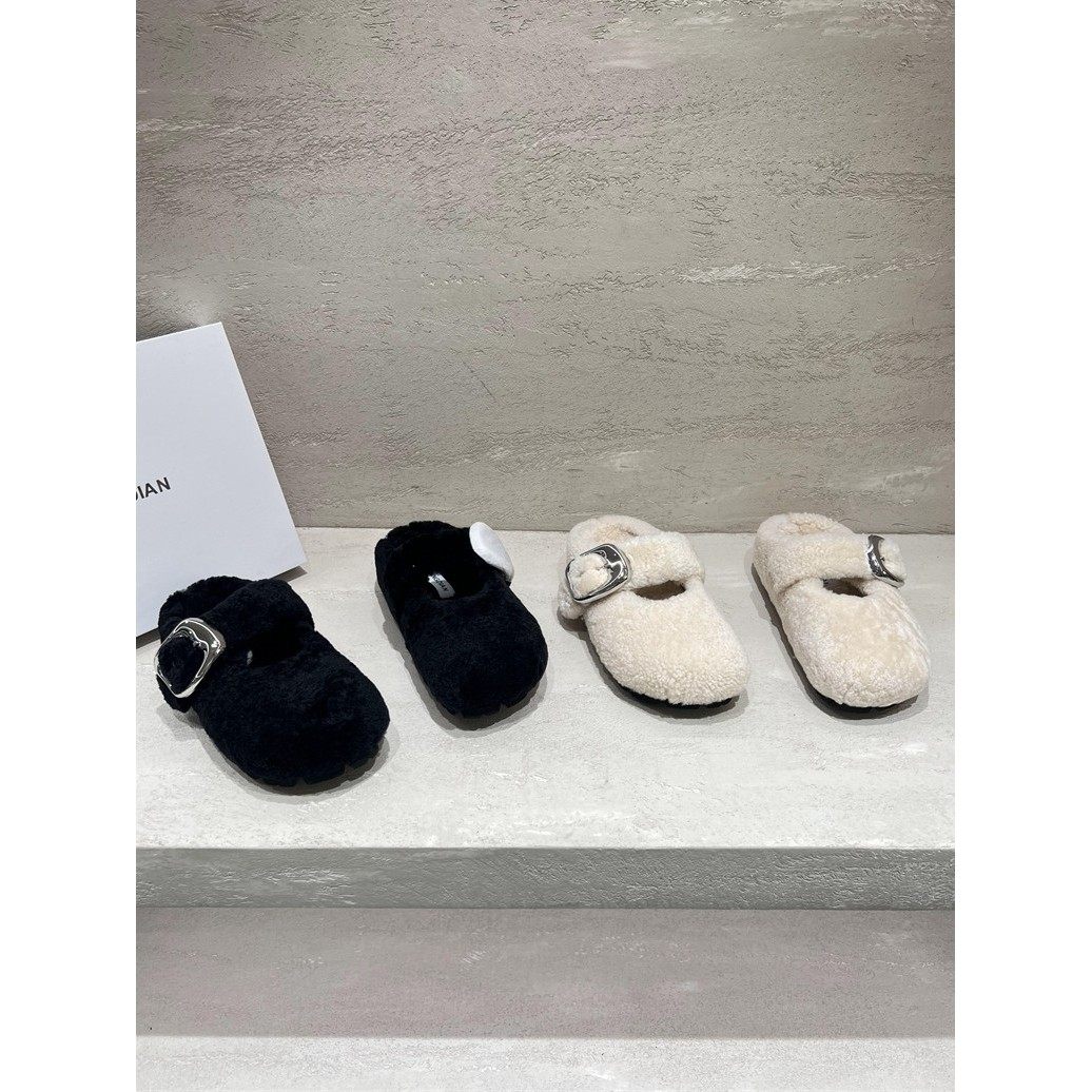 欧洲站女鞋2024秋冬新款真皮厚底羊羔毛勃肯鞋包头半拖毛毛鞋拖鞋,女鞋,毛毛鞋,淘宝优惠券,粉丝福利购,淘宝优惠卷