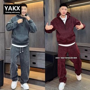 高级感休闲运动套装男士春秋冬季2025新款连帽卫衣男款加绒一整套