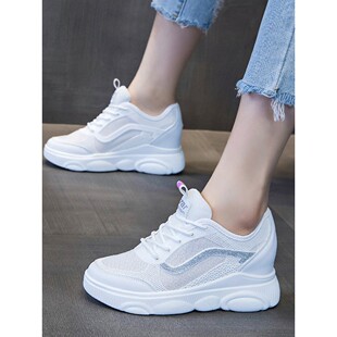 香港夏季透气远足鞋，内高增加7厘米，超薄网眼鞋，小白鞋，轻便