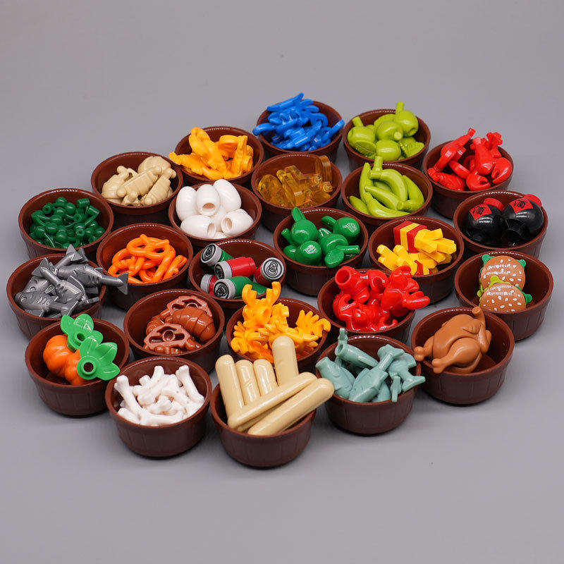 小颗粒积木食物水果面包烧鸡甜点雪糕海鲜龙虾螃蟹64954木盆场景,玩具/童车/益智/积木/模型,普通塑料积木,淘宝优惠券,粉丝福利购,淘宝优惠卷