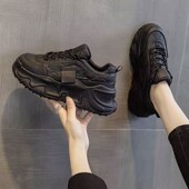 黑色鞋 代购 子 百搭时尚 软底舒适爆款 厚底增高老爹鞋 女2025秋冬新款