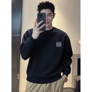 仓石一树2025潮牌高端轻奢圆领卫衣男士加绒秋冬欧洲站高级感外套