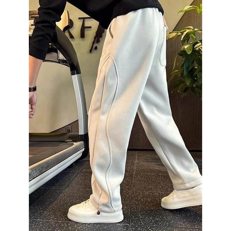 仓石一树高端巴黎灰加绒休闲裤男士2025秋冬潮牌直筒卫裤子运动裤