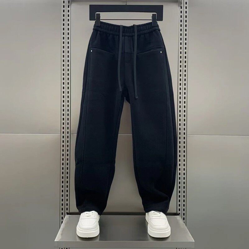 仓石一树美式弯刀裤子男士秋冬新款休闲裤潮流直筒裤加绒运动卫裤