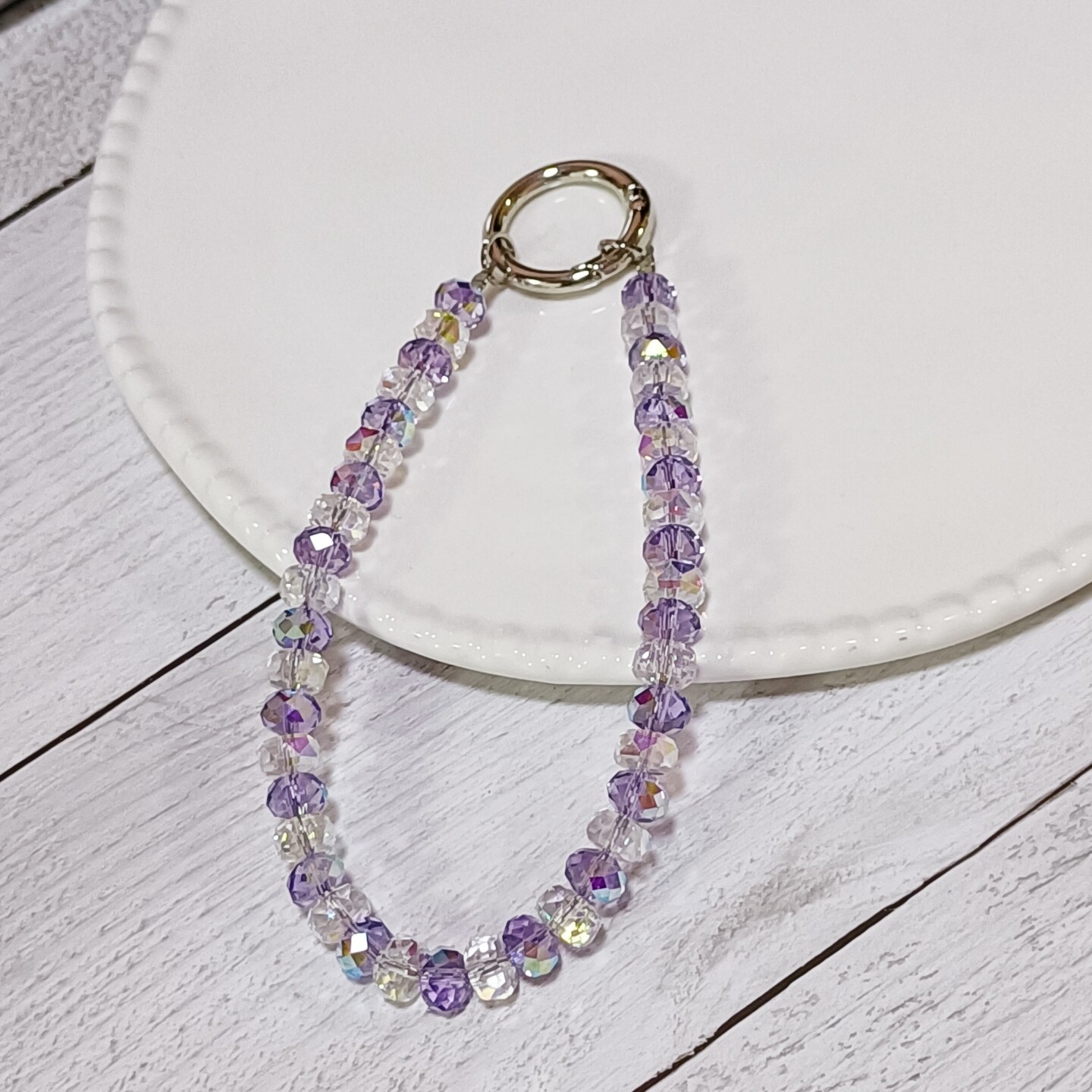 【紫霞星子】紫色水晶珠饰手机挂手机挂件/手机链