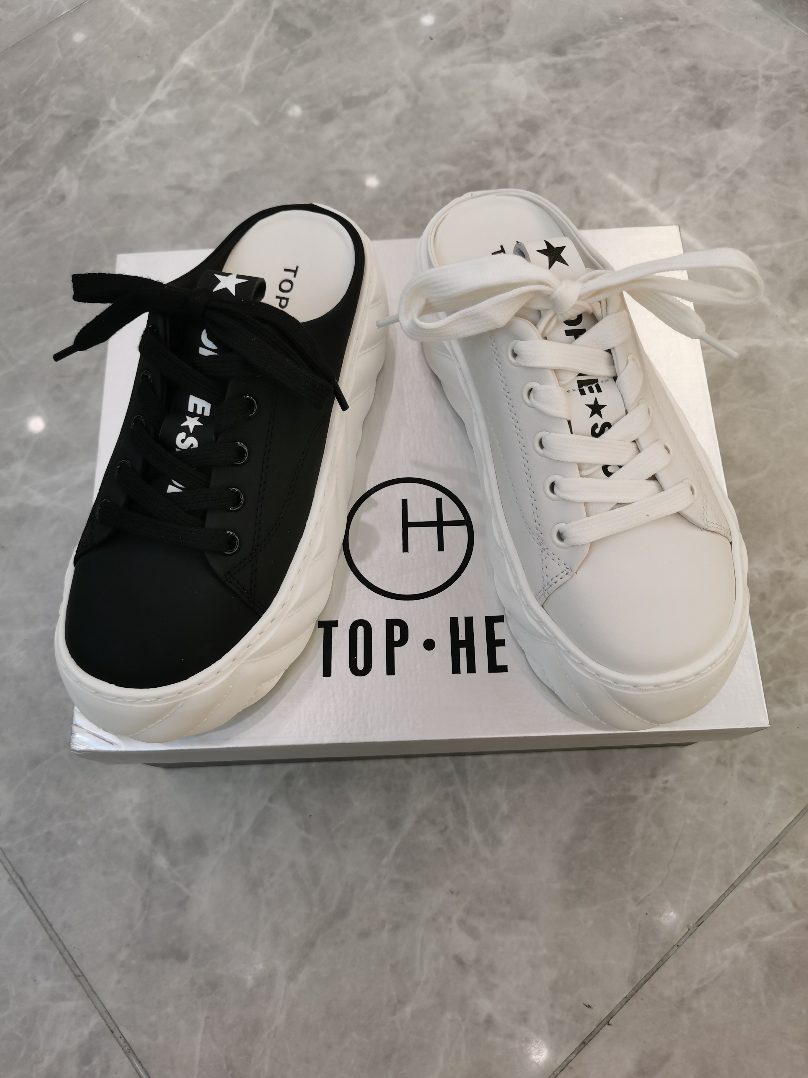 魅踏TopHE欧洲站2024新款厚底圆头系带休闲百搭板鞋包头外穿拖鞋