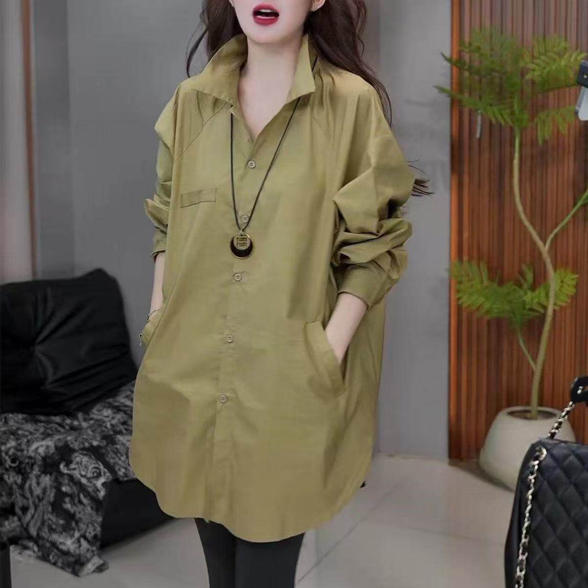 2025春秋新款设计韩版时尚百搭休闲女士衬衫长袖上衣宽松显瘦衬衣