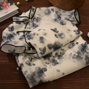 黑白素雅高级感古法复古国风小个子改良旗袍少女年轻款2024年新款