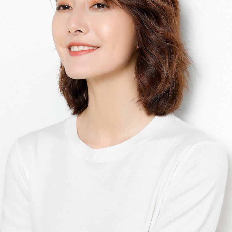 套头圆领毛衣女针织女装秋冬新款修身短袖打底衫短款大码时尚百搭,女装/女士精品,羊绒衫,淘宝优惠券,粉丝福利购,淘宝优惠卷