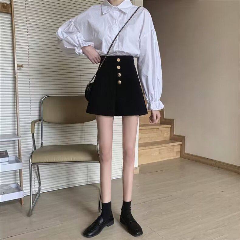 2024黑色短裤女生夏季新款大码胖mm阔脚裤高腰单排扣A字休闲热裤,女装/女士精品,休闲裤,淘宝优惠券,粉丝福利购,淘宝优惠卷