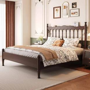 法式 全实木温.莎床主卧 复古床现黑色15UDRm1.8m人床代简约双美式