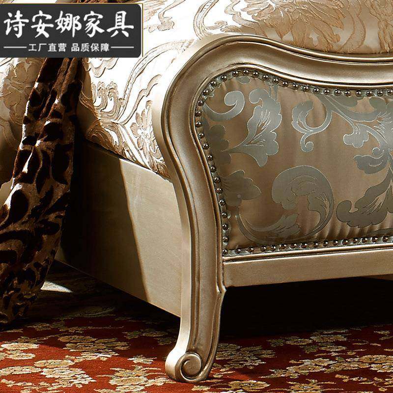 欧式床双豪人实木美雕花布RXO艺18婚.床式法式华简欧家具