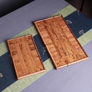 斑竹梅鹿茶托盘文盘托QFL盘茶竹制干泡台竹制品竹大全藤面盘工艺