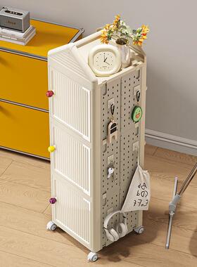 奶油风客实木穿旋转书架落地厅置物带衣储镜洞洞HAS板物展示转角