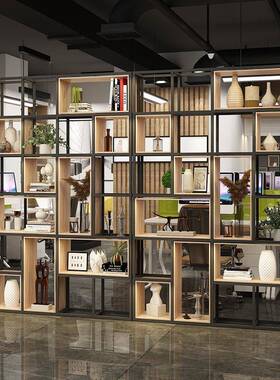 铁艺隔落断置物工业风装33322饰架客厅餐厅实木格子架网办红公室