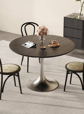 KDI圆诚宏中风实木圆桌餐古桌椅一套家用饭桌不锈钢形桌子餐子饮